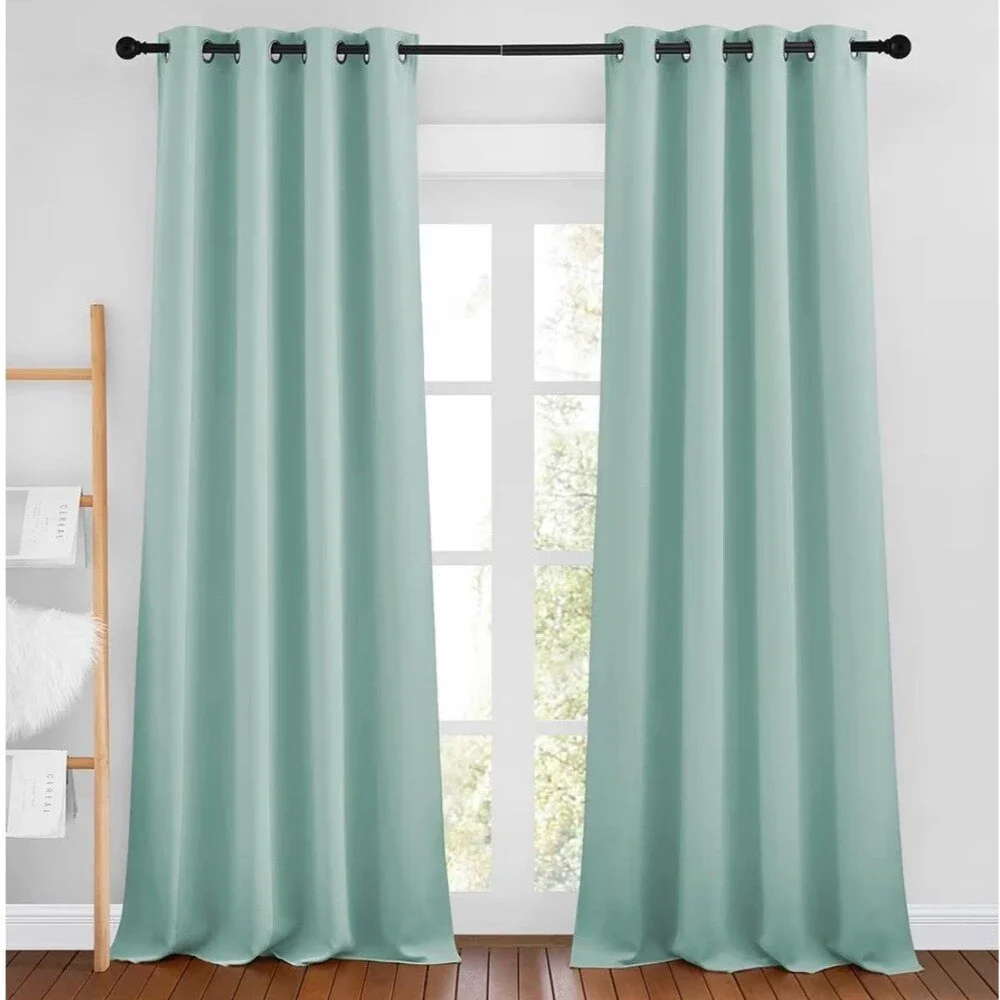 NICETOWN Aqua Blue Curtains 102 inches Long, Grommet Thermal Insulated Solid